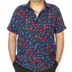 پیراهن مردانه لینن سرمه ای برگ - Image 4