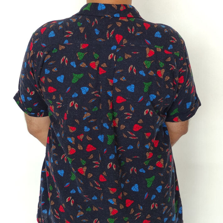 پیراهن مردانه لینن سرمه ای برگ - Image 5