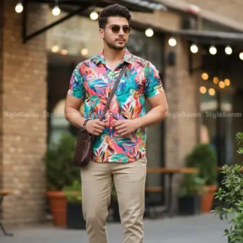 پیراهن مردانه هاوایی هفت رنگ