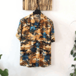 پیراهن مردانه هاوایی گل ختمی آبی