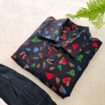 پیراهن مردانه لینن سرمه ای برگ