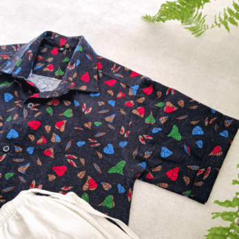 پیراهن مردانه لینن سرمه ای برگ