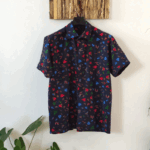 پیراهن مردانه لینن سرمه ای برگ