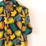 پیراهن مردانه هاوایی برگ انجیری زرد - Image 2