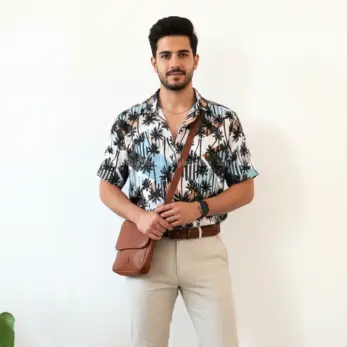 پیراهن مردانه هاوایی ساحل نخل