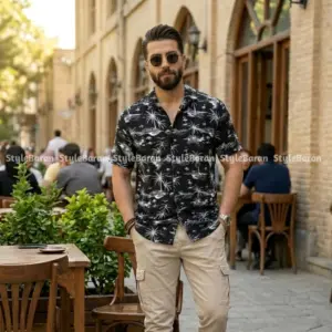 پیراهن مردانه هاوایی مشکی