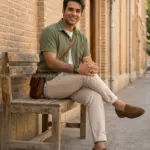 پیراهن مردانه لینن کنفی سبز