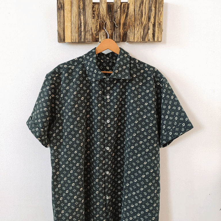 پیراهن مردانه لینن سبز ترمه