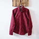 پیراهن لینن یونیسکس آستین بلند سورمه ایی قرمز