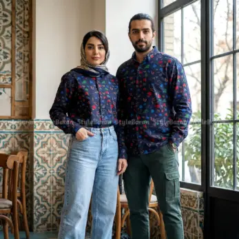 پیراهن لینن یونیسکس آستین بلند برگ انجیری