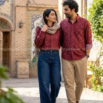 پیراهن لینن یونیسکس آستین بلند برگ