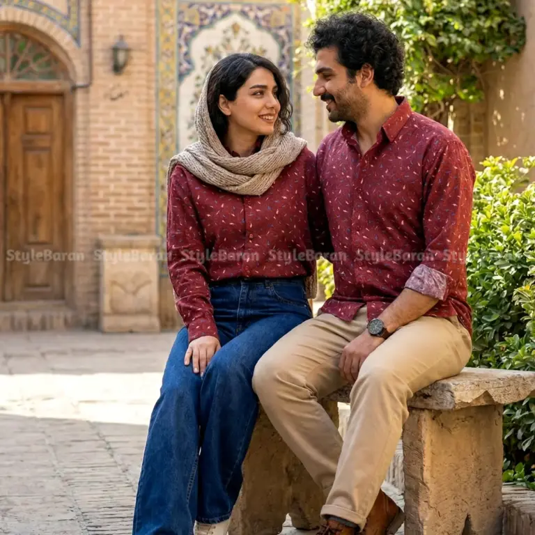 پیراهن لینن یونیسکس آستین بلند برگ