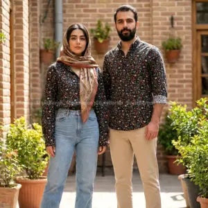 پیراهن لینن یونیسکس آستین بلند مشکی