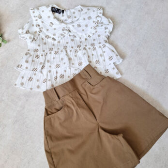 ست شومیز توپی دوطبقه و شلوارک کتان