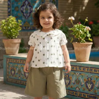 شومیز توپی درشت و شلوارک فول بگ کتان