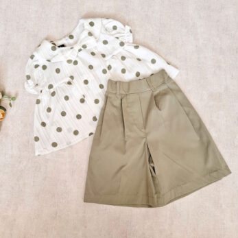 شومیز توپی درشت و شلوارک فول بگ کتان